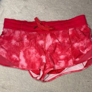 Lululemon Coral Pink Tie-Dye Athletic Shorts